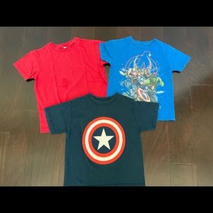 Set of 3 tees, Captain America themed, size 4-7